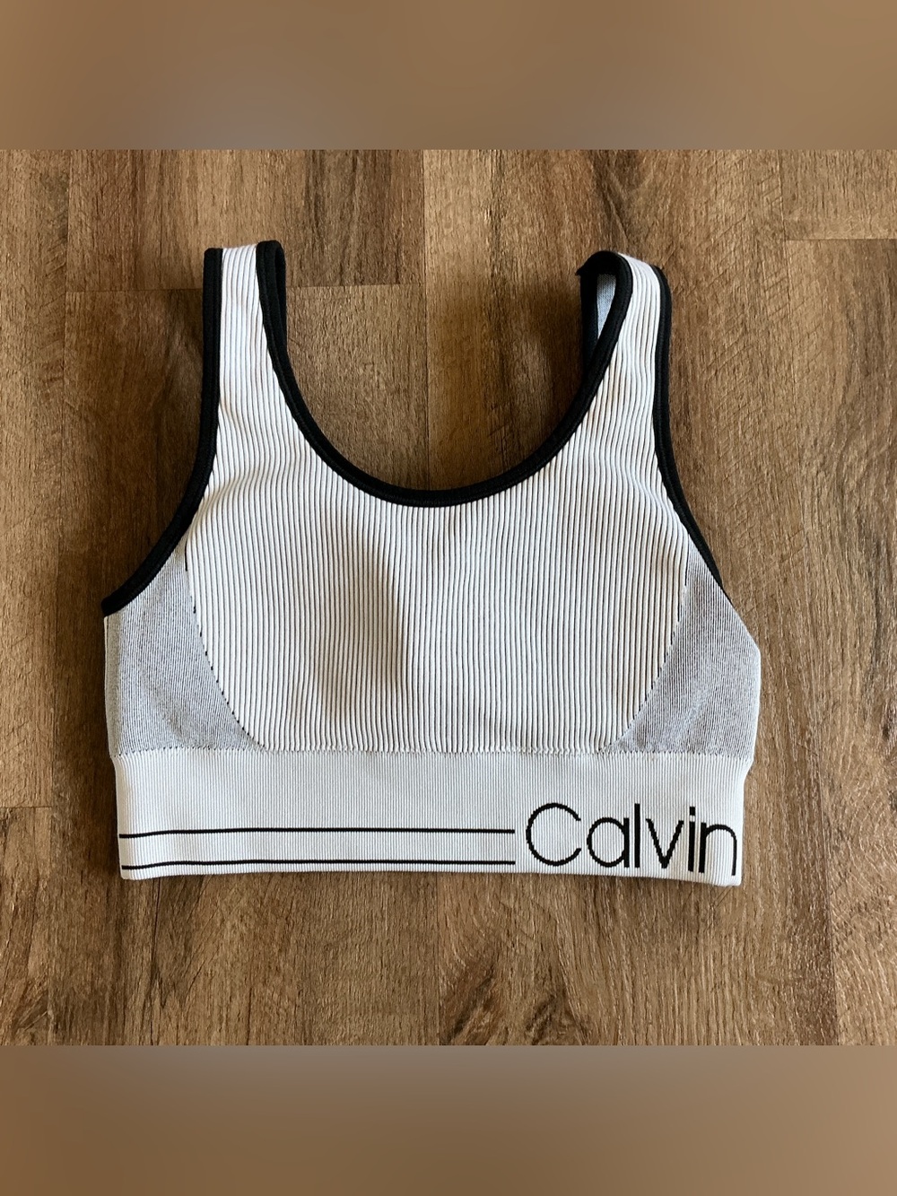 Calvin Klein Sports Bra Size Small Performance Striped White Black S Compress